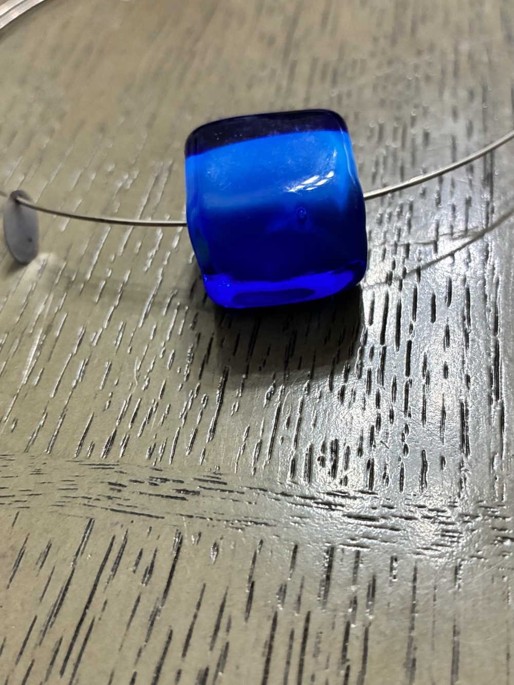 Cobalt Glass Square Pendant Necklace - Women Jewelry